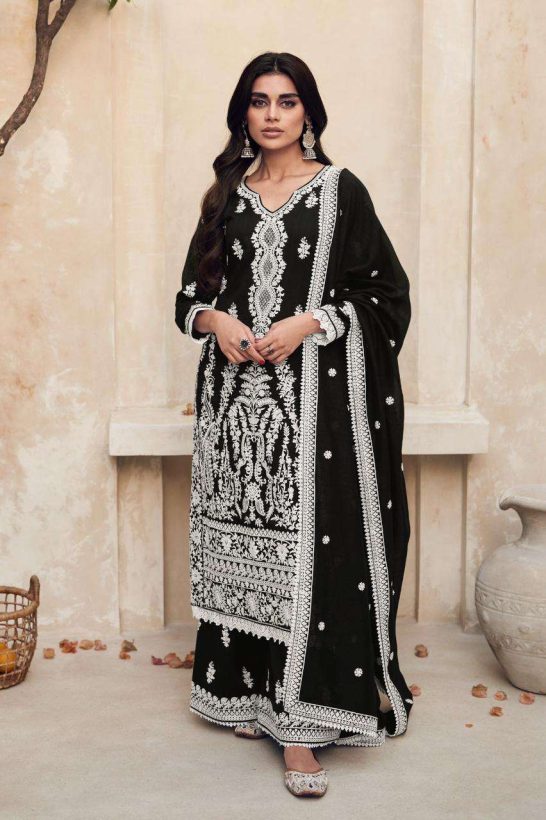 Aashirwad Creation 9791 Mirza Black Full Stitched Premium Silk Salwar Suit